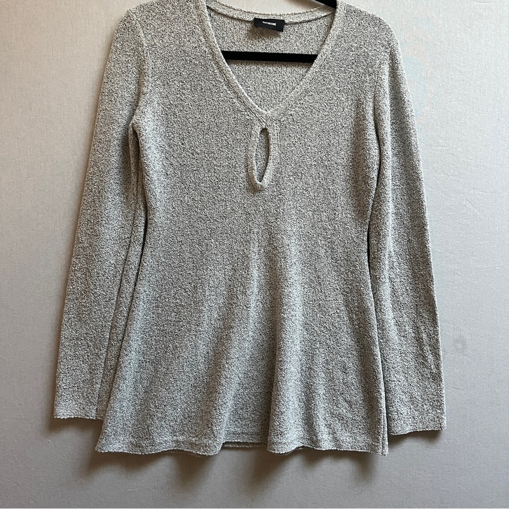 WE11DONE Light Gray V-Neck Keyhole Knit Long Sleeve Tunic shirt Sz S